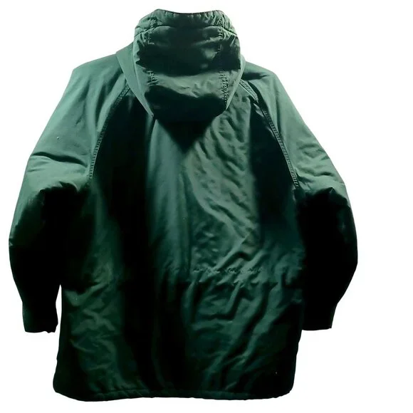 L.L. Bean VTG Green Hooded Parka Zip Snap Pockets Size M Winter Car Coat Mens XL - Picture 3 of 15